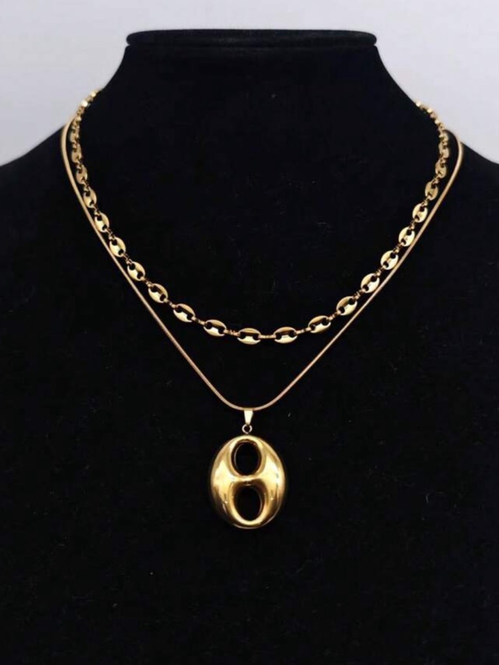 Gold Double-Layer Pendant Necklace - Women Jewelry R423